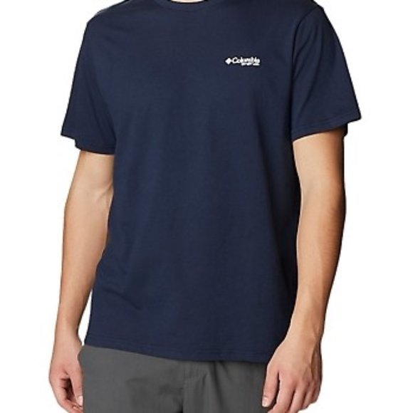 Columbia Men's Short-Sleeve PFG Hooks Back Graphic T-Shirt NAVY NWT - Picture 1 of 3